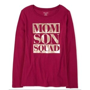 TCP Womens Large Mom Son Squad Graphic Shirt Maroon Gold Long Sleeve